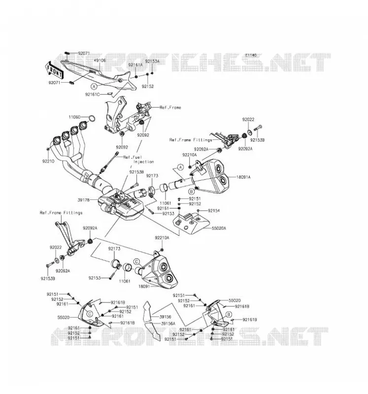 &Eacute;CHAPPEMENT Kawasaki MOTOS 1000 2016 Z1000SX  ZX1000LGF