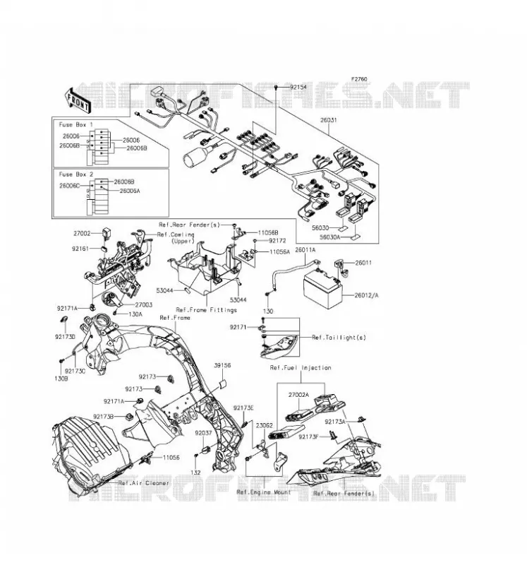 CHASSIS EQUIPMENT ELECTRIQUE Kawasaki MOTOS 1000 2016 Z1000SX  ZX1000LGF