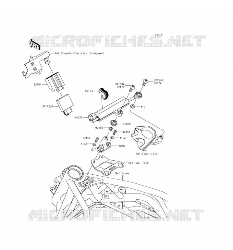 AMORTISSEUR DE DIRECTION Kawasaki MOTOS 1000 2016 NINJA H2  ZX1000NGF