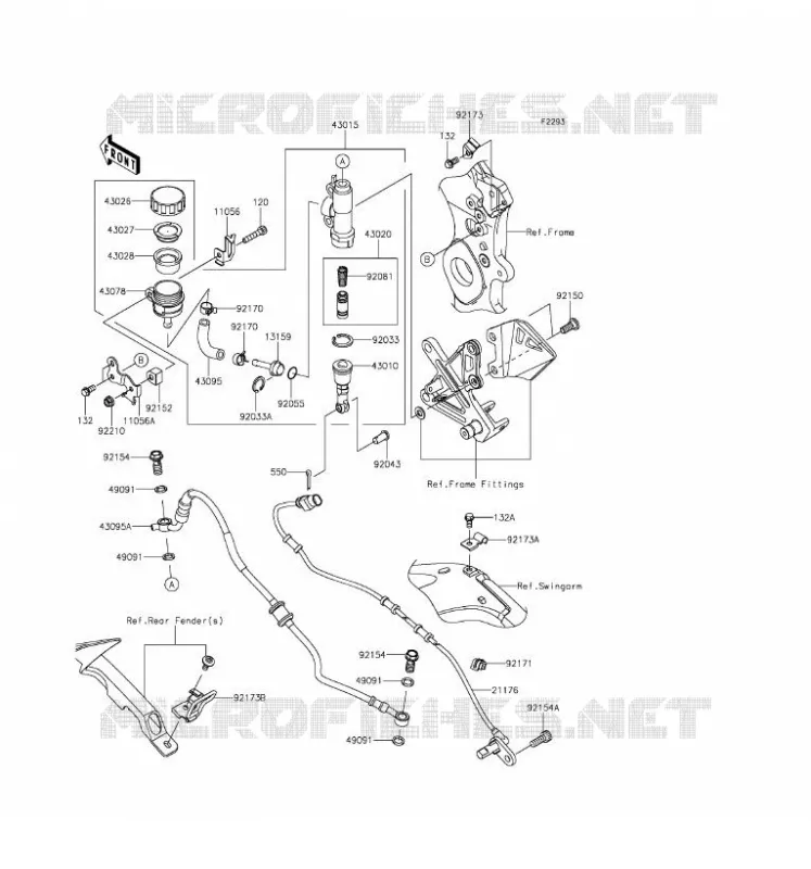 MAITRE CYLINDRE ARRI&Egrave;RE Kawasaki MOTOS 1000 2016 NINJA ZX-10R  ZX1000RGF