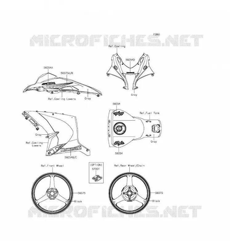 STICKER(GRAY) Kawasaki MOTOS 1000 2016 NINJA ZX-10R  ZX1000RGF