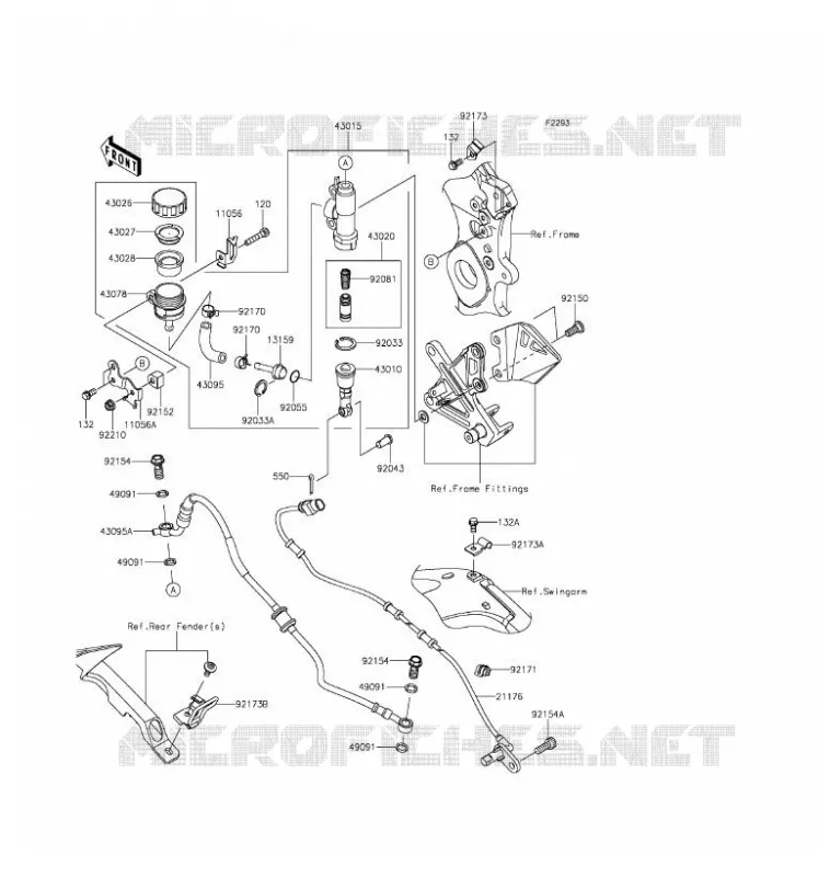 MAITRE CYLINDRE ARRI&Egrave;RE Kawasaki MOTOS 1000 2017 NINJA ZX-10R  ZX1000RHF