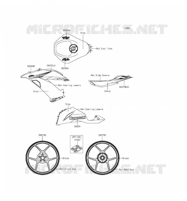 STICKER(GRAY) Kawasaki MOTOS 636 2016 NINJA ZX-6R  ZX636EGF