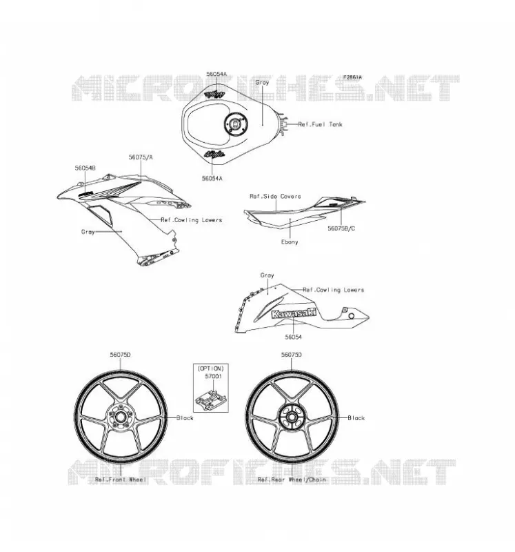 STICKER(GRAY) Kawasaki MOTOS 636 2016 NINJA ZX-6R  ZX636EGF