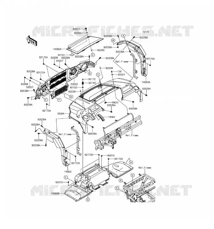 GARDE BOUE AVANT Kawasaki SSV 1000 2017 MULE PRO-DXT  KAF1000AHF