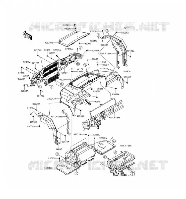 GARDE BOUE AVANT Kawasaki SSV 1000 2016 MULE PRO-DXT  KAF1000BGF