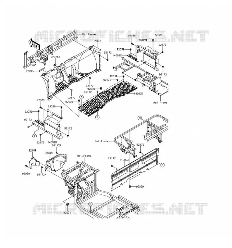 PIECE DE CADRE(AVANT) Kawasaki SSV 1000 2016 MULE PRO-DXT  KAF1000CGF