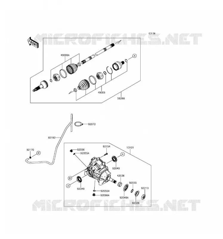 ARBRE DE TRANSMISSION-AVANT Kawasaki SSV 1000 2017 MULE PRO-DXT  KAF1000CHF