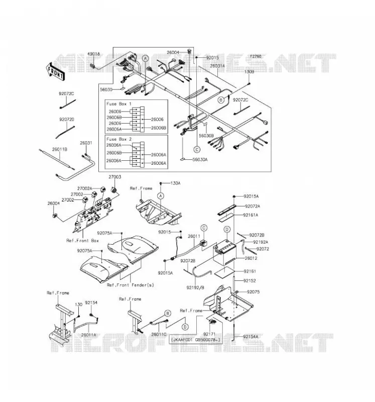 CHASSIS EQUIPMENT ELECTRIQUE Kawasaki SSV 1000 2016 MULE PRO-DX  KAF1000DGF
