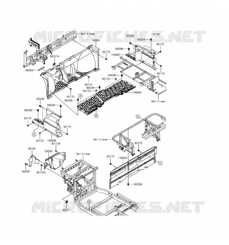 PIECE DE CADRE(AVANT) Kawasaki SSV 1000 2016 MULE PRO-DX  KAF1000DGF