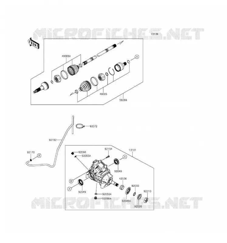 ARBRE DE TRANSMISSION-AVANT Kawasaki SSV 1000 2016 MULE PRO-DX  KAF1000FGF