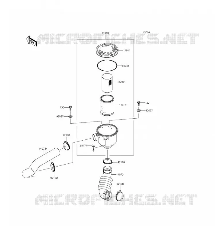 FILTRE A AIR - CONVERTISSEUR Kawasaki SSV 400 2016 MULE 600  KAF400BGF