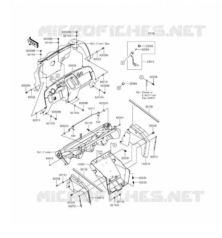 PIECE DE CADRE(AVANT) Kawasaki SSV 400 2016 MULE 600  KAF400BGF