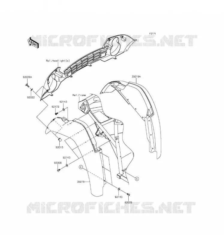 GARDE BOUE AVANT Kawasaki SSV 400 2016 MULE 600  KAF400BGF