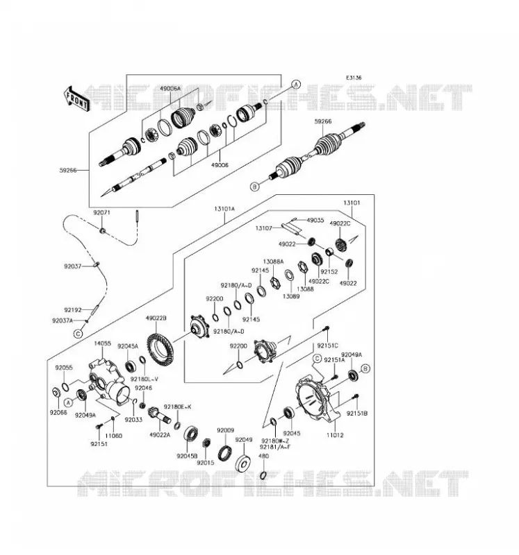 ARBRE DE TRANSMISSION-AVANT Kawasaki SSV 400 2017 MULE SX  KAF400HHF