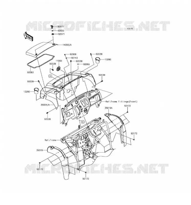 GARDE BOUE AVANT Kawasaki SSV 400 2017 MULE SX  KAF400HHS