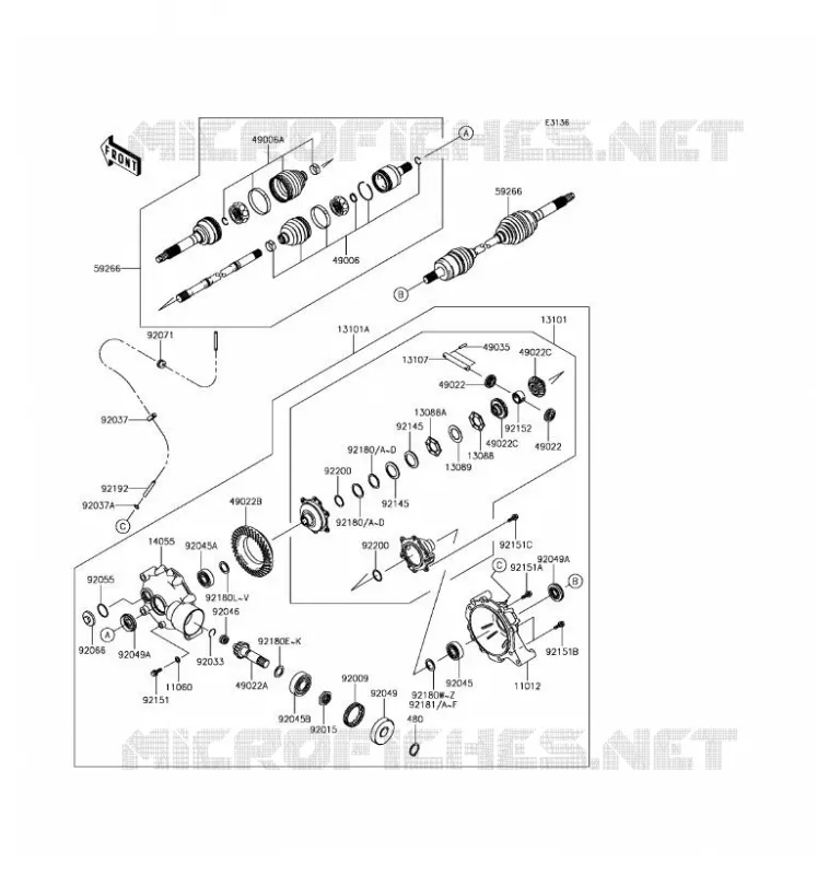 ARBRE DE TRANSMISSION-AVANT Kawasaki SSV 400 2017 MULE SX  KAF400LHF