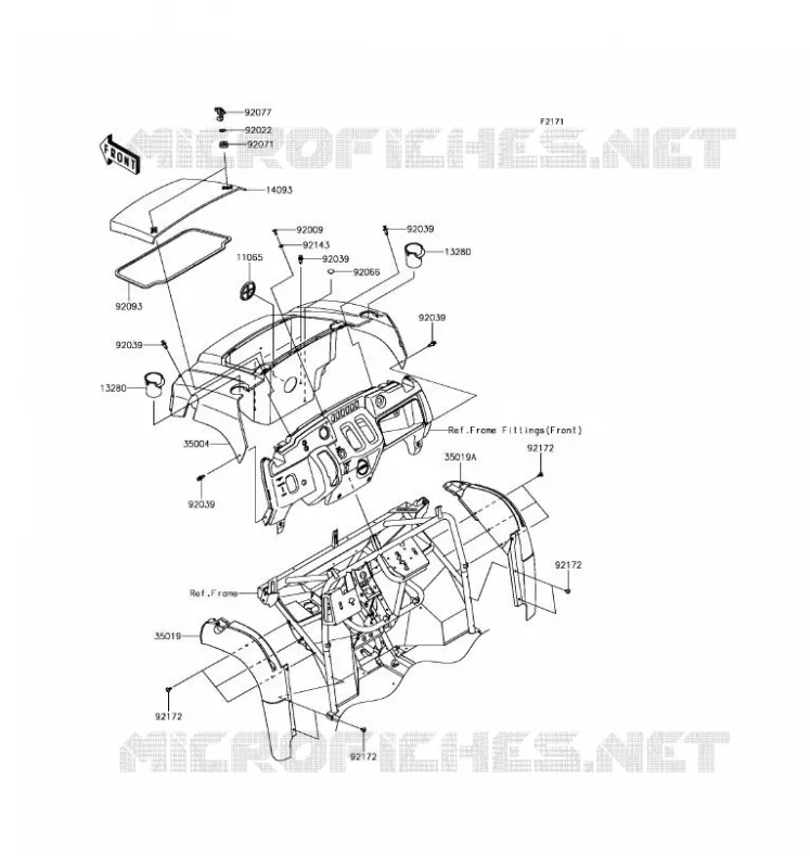 GARDE BOUE AVANT Kawasaki SSV 400 2017 MULE SX  KAF400NHS