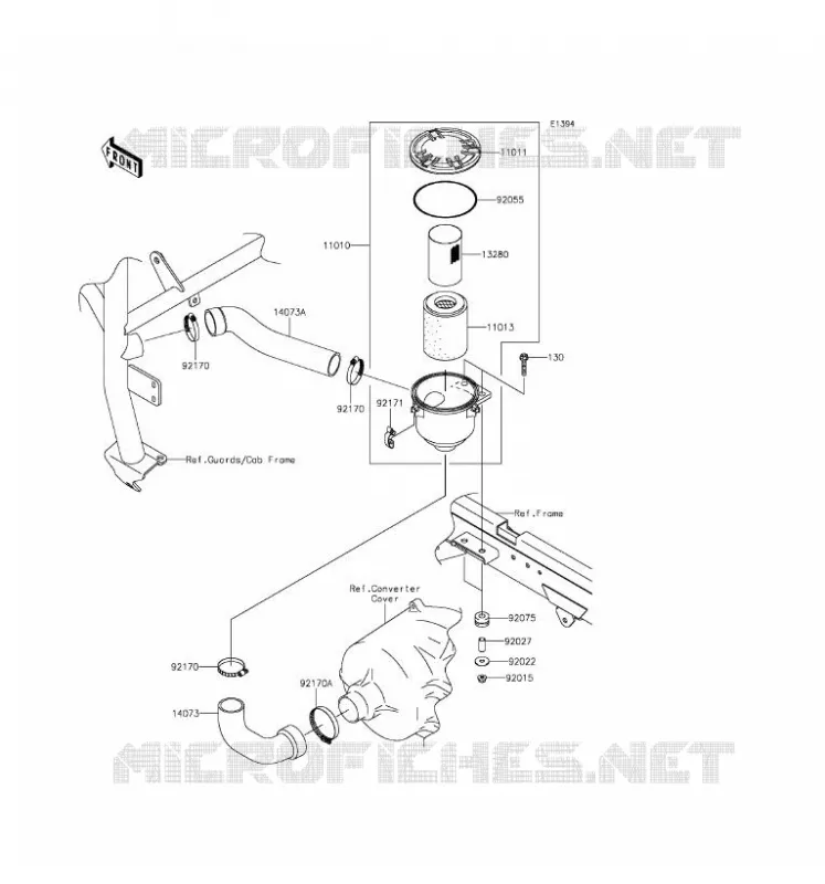 FILTRE A AIR - CONVERTISSEUR Kawasaki SSV 620 2016 MULE 4010 4X4  KAF620MGF