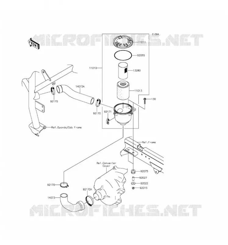 FILTRE A AIR - CONVERTISSEUR Kawasaki SSV 620 2017 MULE 4010 4X4  KAF620MHF