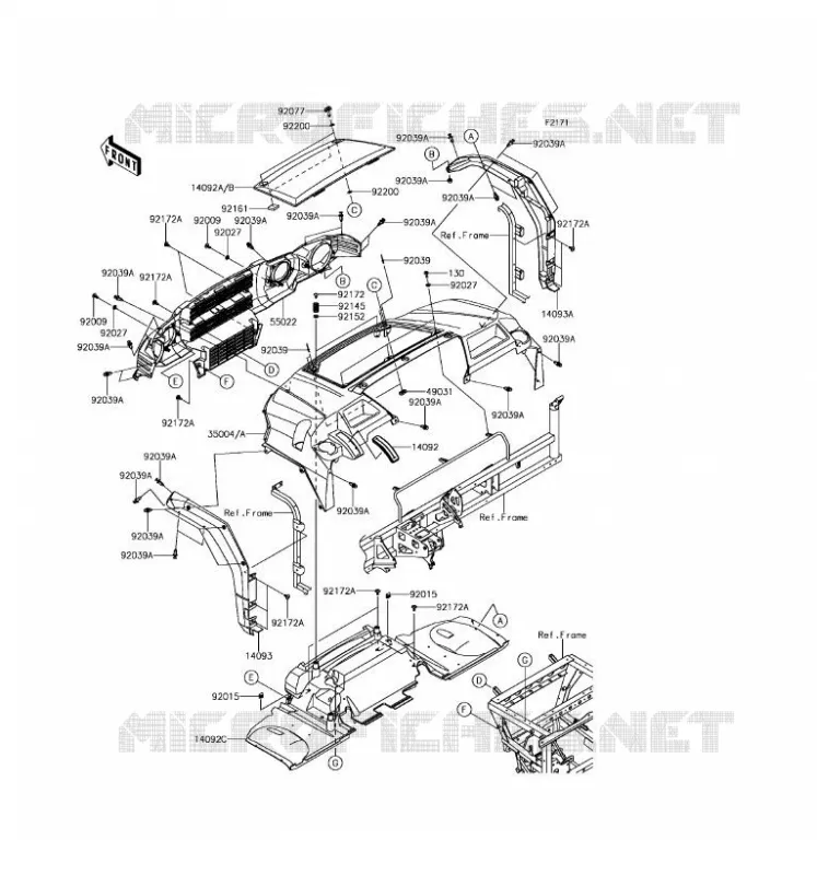 GARDE BOUE AVANT Kawasaki SSV 820 2017 MULE PRO-FX  KAF820GHF