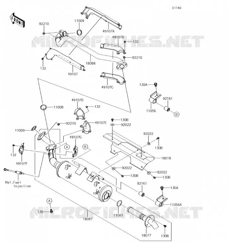 &Eacute;CHAPPEMENT Kawasaki QUAD 750 2018 BRUTE FORCE 750 4X4I  KVF750LJF