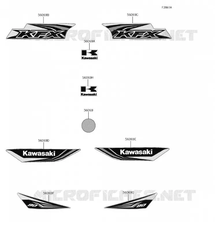 STICKER(GREEN) Kawasaki QUAD 90 2017 KFX90  KSF90AHS