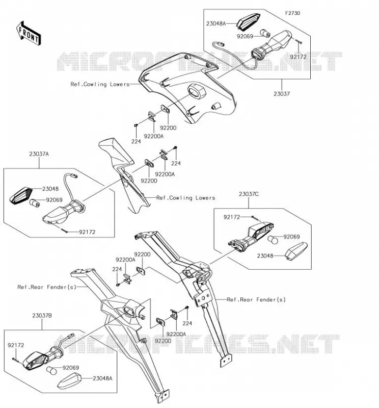 CLIGNOTANTS Kawasaki MOTOS 1000 2018 VERSYS 1000  KLZ1000BJF