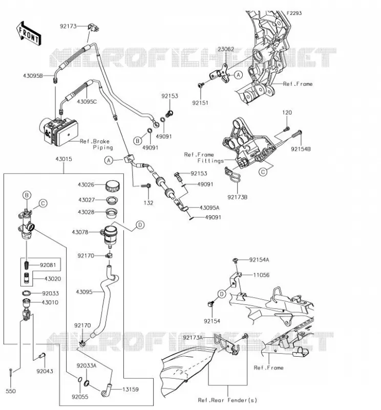 MAITRE CYLINDRE ARRI&Egrave;RE Kawasaki MOTOS 1000 2018 VERSYS 1000  KLZ1000BJF