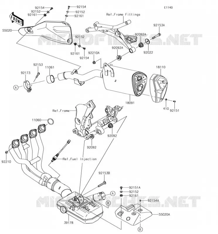 &Eacute;CHAPPEMENT Kawasaki MOTOS 1000 2018 VERSYS 1000  KLZ1000BJF