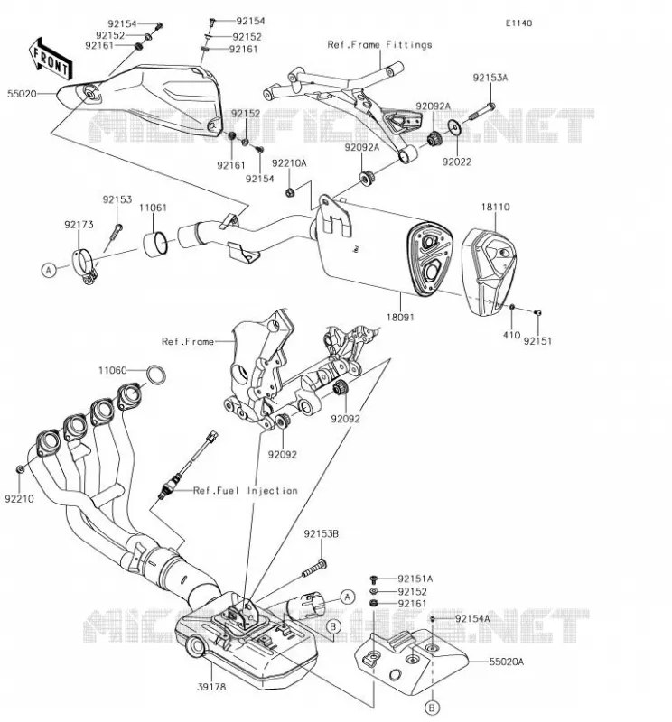&Eacute;CHAPPEMENT Kawasaki MOTOS 1000 2018 VERSYS 1000  KLZ1000BJFA