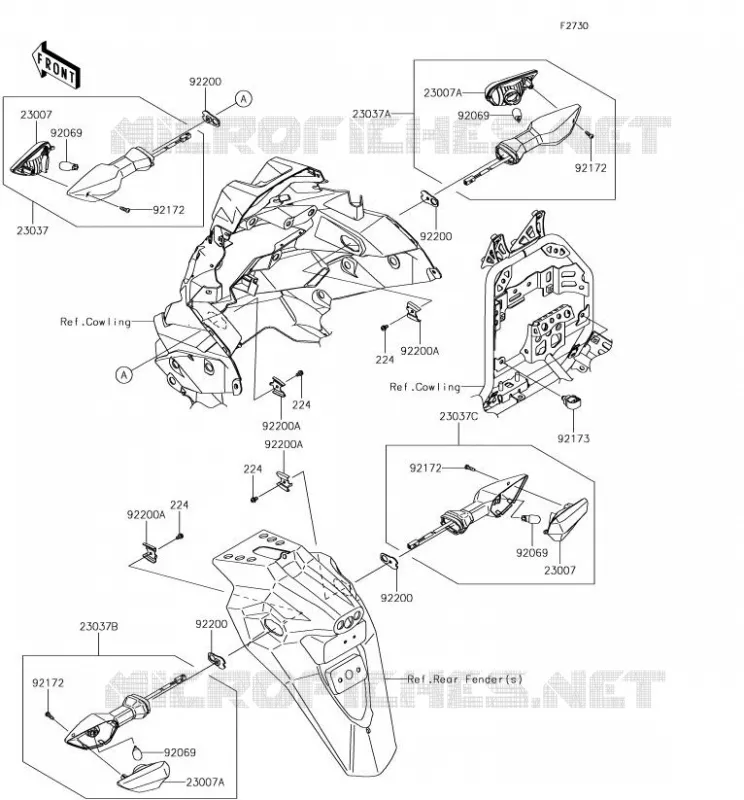 CLIGNOTANTS Kawasaki MOTOS 300 2018 VERSYS-X 300  KLE300CJF