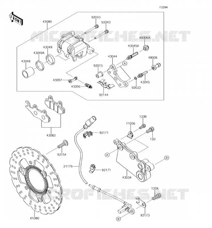 FREIN ARRIERE Kawasaki MOTOS 250 2017 Z250SL  BR250FHF