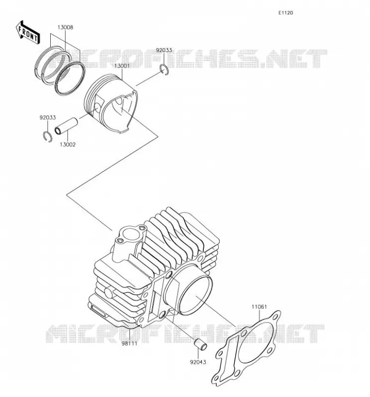 CYLINDRE/PISTON Kawasaki MOTOS 125 2018 Z125 PRO  BR125JJS