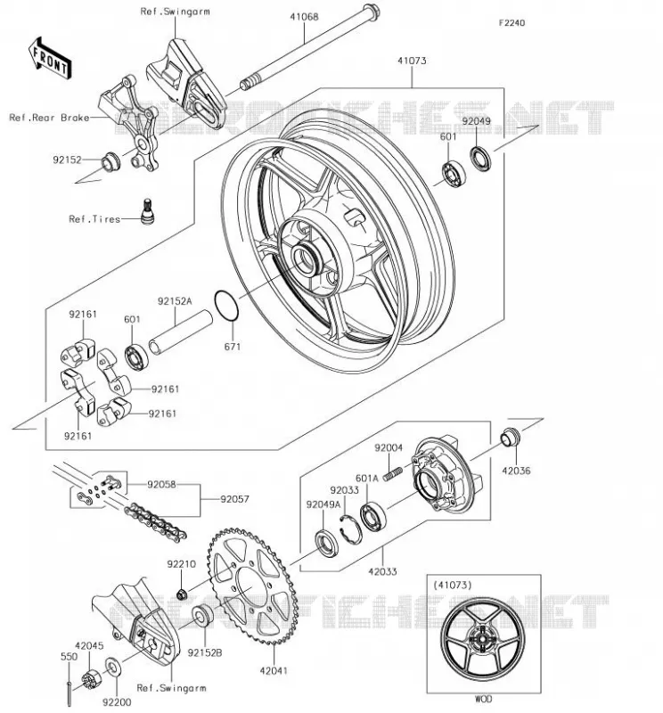 MOYEU ARRIERE Kawasaki MOTOS 650 2018 VERSYS 650  KLE650FJF