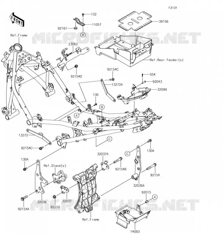 PIECE DE CADRE (COUVERTURE) Kawasaki MOTOS 400 2018 NINJA 400  EX400HJF