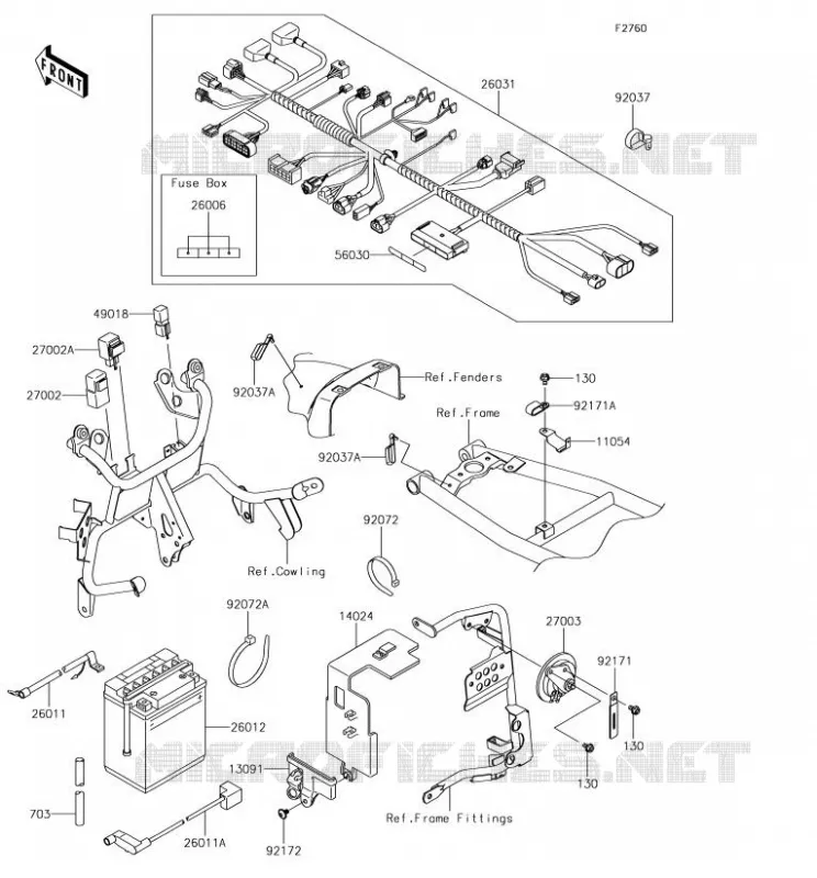 CHASSIS EQUIPMENT ELECTRIQUE Kawasaki MOTOS 650 2018 KLR650  KL650EJS