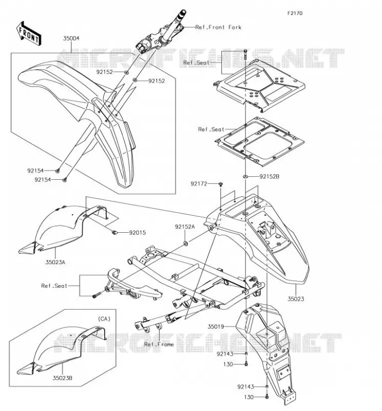 GARDE BOUE Kawasaki MOTOS 650 2018 KLR650  KL650EJS