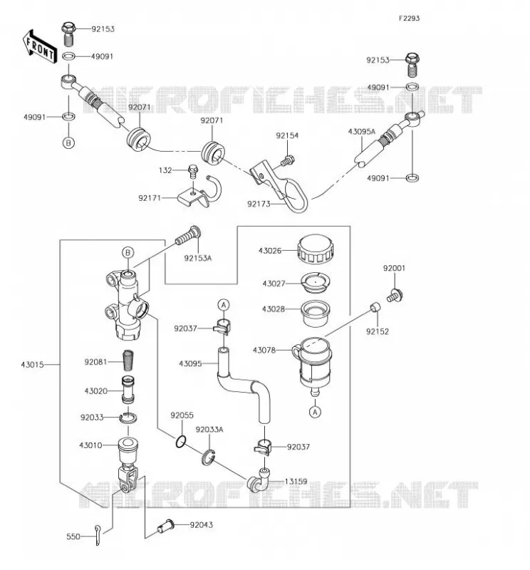 MAITRE CYLINDRE ARRI&Egrave;RE Kawasaki MOTOS 650 2018 KLR650  KL650EJS