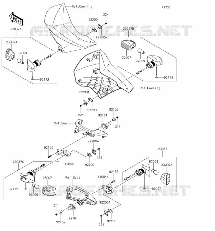 CLIGNOTANTS Kawasaki MOTOS 650 2018 KLR650  KL650EJFA