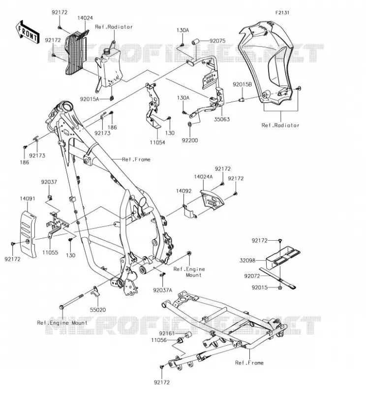PIECE DE CADRE (COUVERTURE) Kawasaki MOTOS 650 2018 KLR650  KL650EJFA