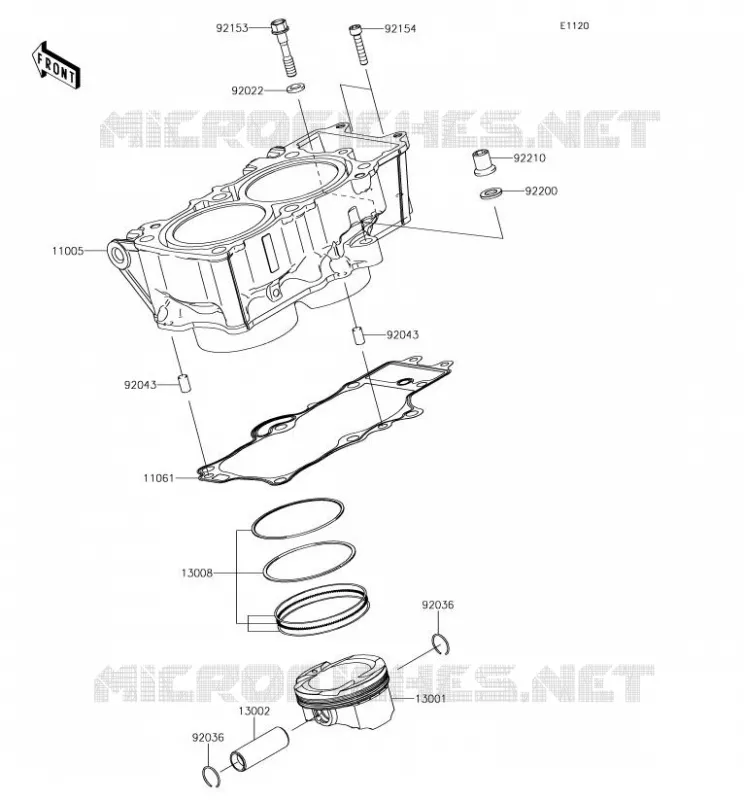 CYLINDRE/PISTON Kawasaki MOTOS 650 2018 Z650  ER650HJF
