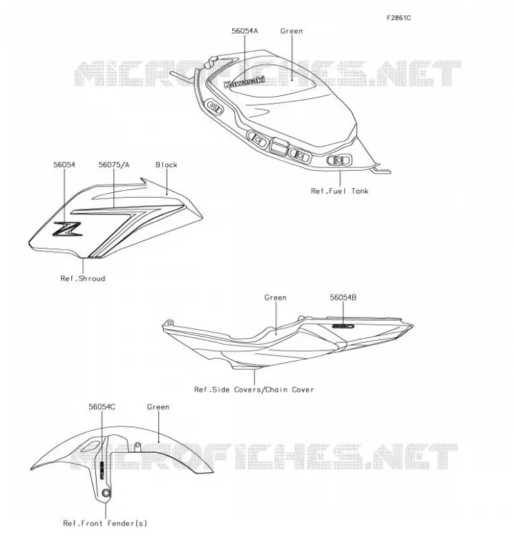 Decals(M.M.C.Green) Kawasaki MOTOS 650 2018 Z650  ER650HJF