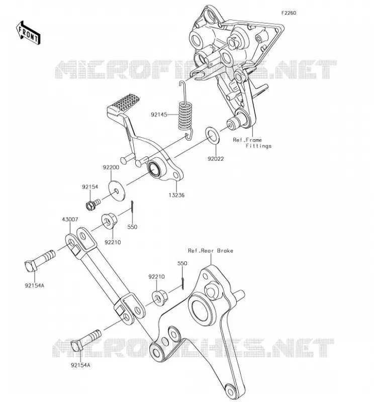 PEDALE DE FREIN/TORQUE LINK Kawasaki MOTOS 1000 2018 Z1000SX  ZX1000WJF