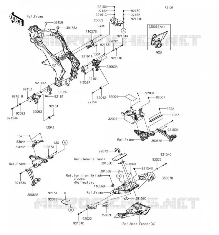 PIECE DE CADRE (COUVERTURE) Kawasaki MOTOS 1000 2018 Z1000SX  ZX1000WJF
