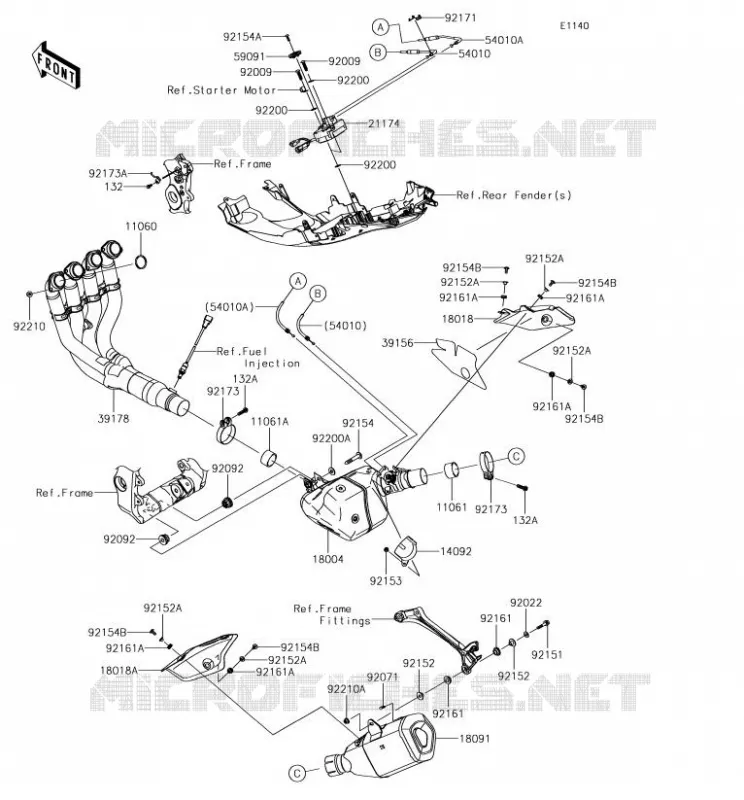 &Eacute;CHAPPEMENT Kawasaki MOTOS 1000 2018 NINJA ZX-10R  ZX1000SJFA