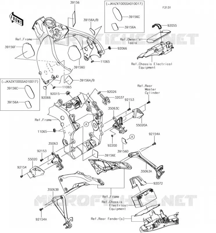 PIECE DE CADRE (COUVERTURE) Kawasaki MOTOS 1000 2018 NINJA ZX-10R  ZX1000SJF