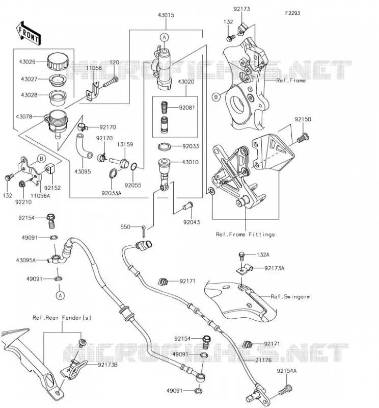 MAITRE CYLINDRE ARRI&Egrave;RE Kawasaki MOTOS 1000 2018 NINJA ZX-10R  ZX1000RJFA