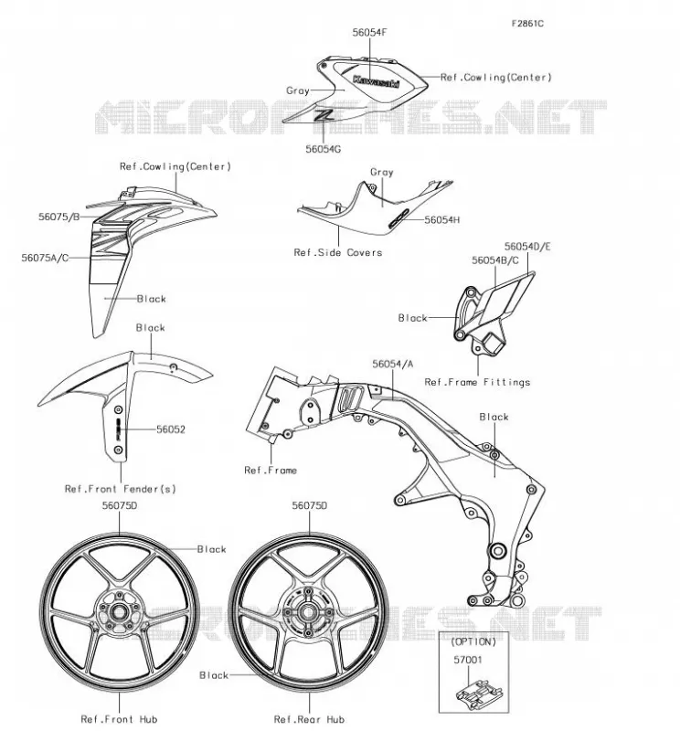 STICKER(GRAY) Kawasaki MOTOS 1000 2018 Z1000  ZR1000HJF