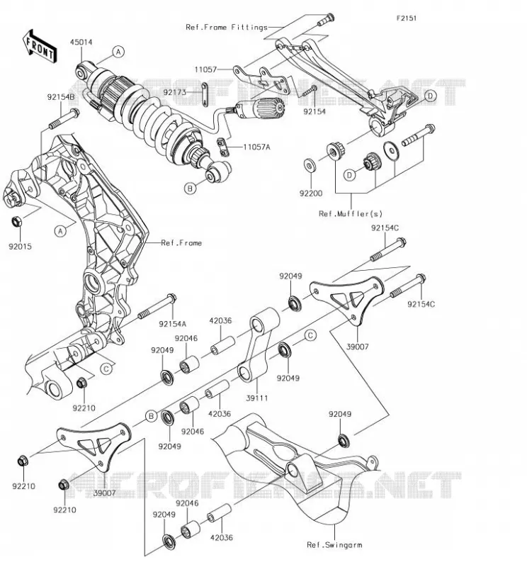 SUSPENSION/AMORTISSEUR Kawasaki MOTOS 1000 2017 Z1000R  ZR1000JHF